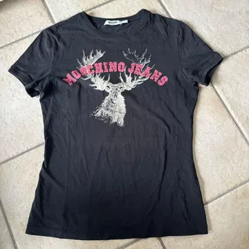 MOSCHINO JEANS 루돌프 무늬 T셔츠 블랙