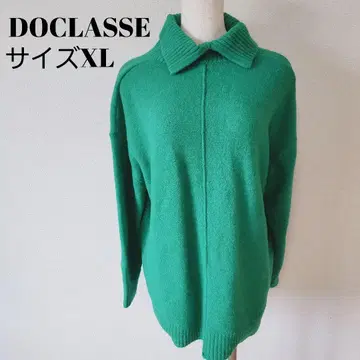 DoCLASSE 선명한 그린 카라 부착 긴팔 니트 XL A1095