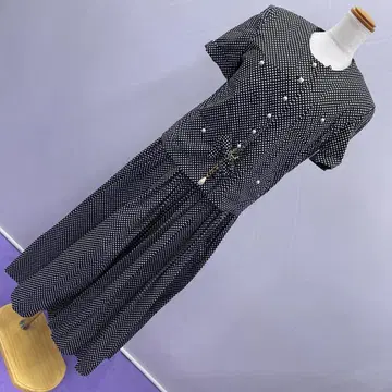 Y 4754 INGEBORG 화이트 블랙 도트 상의 원피스 세트