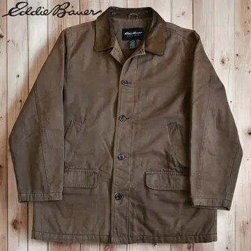 02M738 90s Eddie Bauer 가죽 옷깃 충전솜 커버올 L