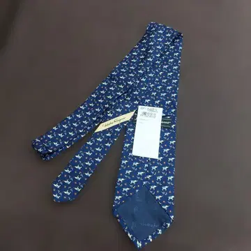살바토레 페라가모 넥타이 파랑 코끼리 패턴 실크 100 Ferragamo