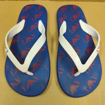 ARMANI JEANS 비치 샌들 블루 화이트 27cm