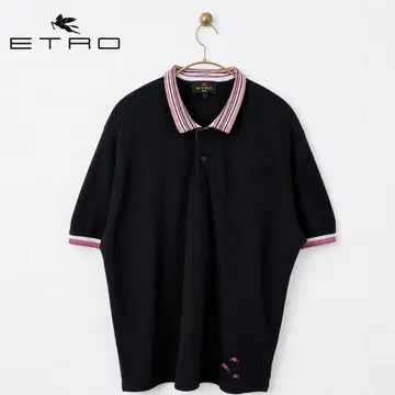 [새상품급] ETRO 피케 셔츠 XL 블랙 자수 R1418