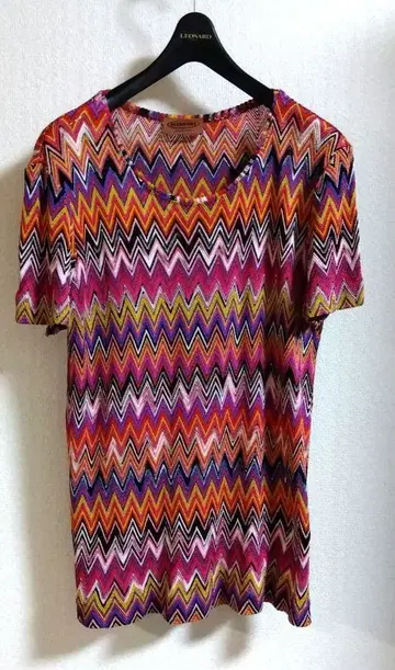 MISSONI 반팔 니트T셔츠 멀티 컬러 지그재그 패턴