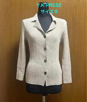 Y.K PRESE 플리츠 자켓 가디건 베이지 긴팔