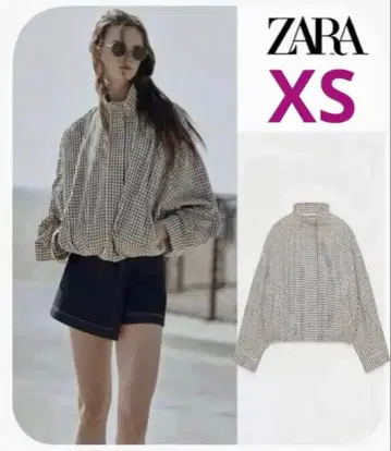 ZARA 체크 무늬 봄버 자켓 XS