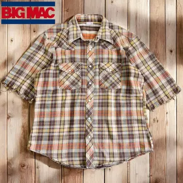 04M894 70s BIG MAC 반팔 컷오프 헤비 플란넬 셔츠 XL