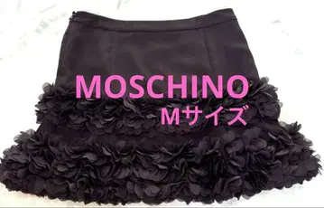 MOSCHINO 모스키노 블랙 입체 플라워 장식 플레어 스커트
