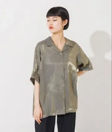 NOMINE 스파크 샴브레이 오픈 카라 셔츠