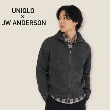 JW ANDERSON 유니클로 콜라보 수플레얀 리브 풀 집업 스웨터 L