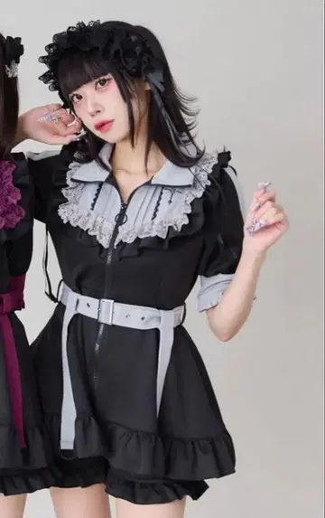 DearMyLove 십자가 자수 프릴 시스터 저지 원피스