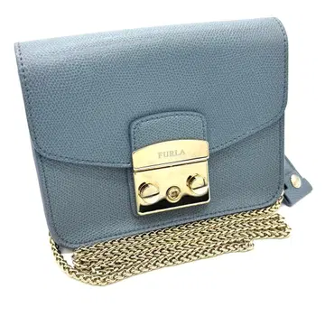 FURLA 훌라 메트로폴리스 숄더백 블루 계열 골드 체인