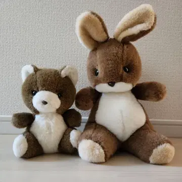 빈티지 쇼와 레트로 일본제 토끼 곰 봉제 인형 2체 세트