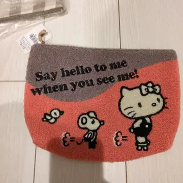 대형 Hello Kitty 파우치 파일 원단 스트라이프