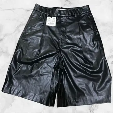 ZARA 자라 인조 가죽 버뮤다 팬츠 블랙 택 포함 미사용 새상품 XS