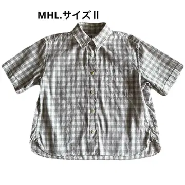 MHL. 깅엄 체크 린넨코튼 반팔 셔츠 사이즈 2