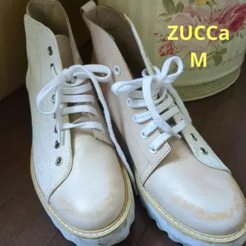 ZUCCa 하이컷 스니커즈 가죽 캔버스 베이지 M