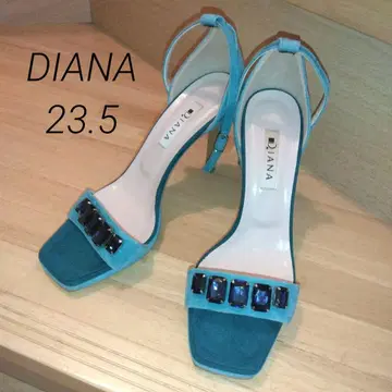 DIANA 샌들 23.5cm 비쥬 장식 하이힐 터콰이즈 블루
