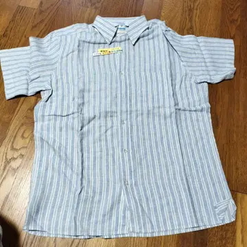 반팔 와이셔츠 반팔 셔츠 린넨 스트라이프 블루 이탈리아제