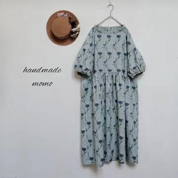 handmade 윌리엄 모리스 원단 원피스 free 오부 소매