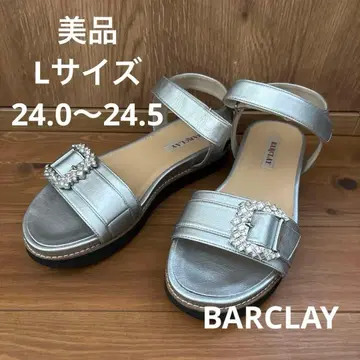 새상품급 BARCLAY 버클레이 비쥬 샌들 실버 24.0 24.5
