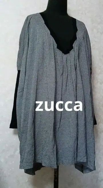 zucca 하운드투스 패턴 긴팔 돌먼 슬리브 상의