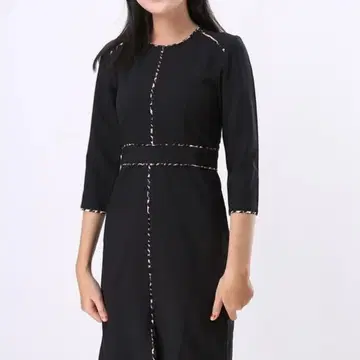 자라 베이직 레오파드 파이핑 스트레치 타이트 원피스 블랙