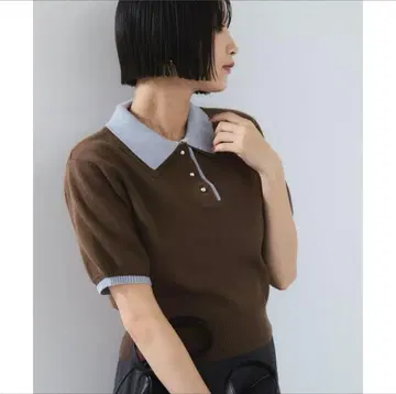 VIS 더블 컬러 반팔 폴로 니트탑