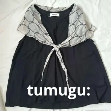 tumugu: 츠무구 세일러 리본 슬리브리스 셔츠 코튼 린넨 F