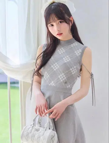 미셸 마카롱 체크 리본 프리 사이즈