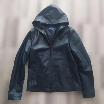 Urban Research 후드 부착 가죽 자켓 네이비 M