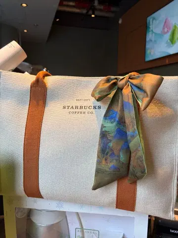 STARBUCKS 캔버스 토트백 스카프 포함