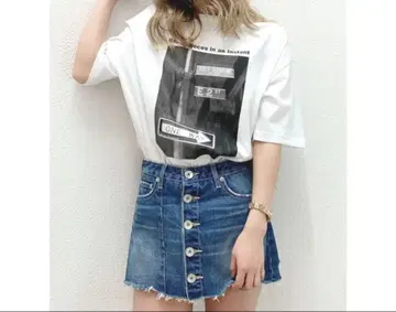 GYDA 프론트 버튼 스커트 라이크 데님 숏 팬츠