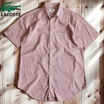 05M971 LACOSTE 코튼 린넨 체크 반팔 BD 셔츠 M