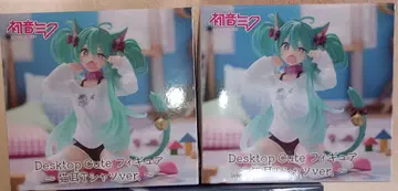 159_하츠네 미쿠 Desktop Cute 고양이 귀 T셔츠 피규어 2개