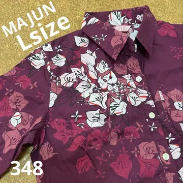 카리유시 의류 여성용 MAJUN 마준 L 오키나와 아로하 셔츠