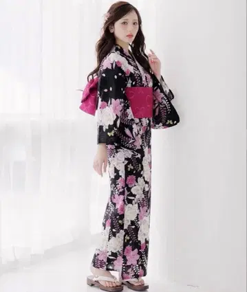 유카타 여성용 핑크 꽃무늬 리본 양산형 지뢰 갸루 공주 갸루 성인