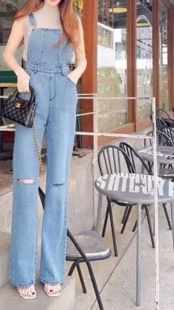 데님 살로펫 오버롤 데미지 가공 Rady