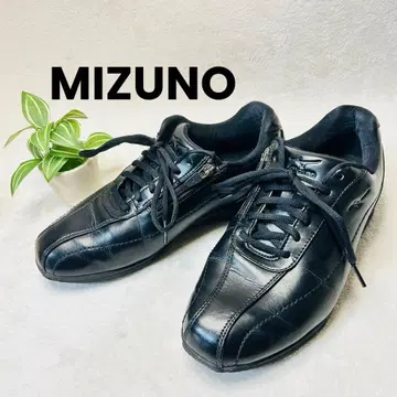MIZUNO 미즈노 블랙 가죽 사이드 지퍼 워킹화