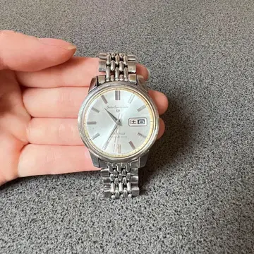 SEIKO Sportsmatic 5 자동 와인딩 손목시계 데이데이트 실버