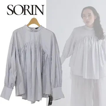 SORIN 소린 소프트 코튼 커브 개더 블라우스 38