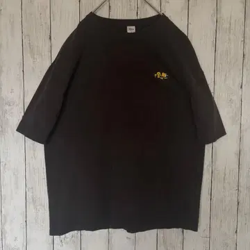 플루토 T셔츠 M 차콜 그레이 빈티지 자수