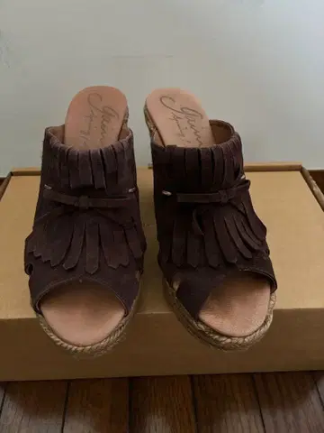 [ 새상품급 ] 가이모 에스파드리유 샌들 스웨이드 프린지 23cm