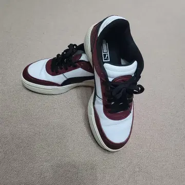 PUMA 로우컷 스니커즈 화이트 x 버건디