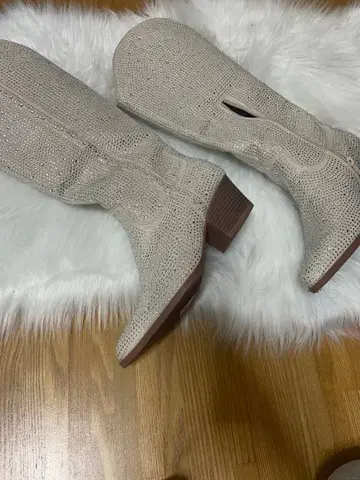 큐빅 장식 롱 부츠 웨스턴 스타일