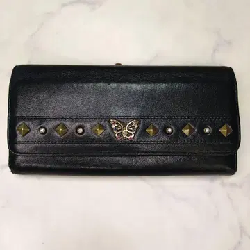 ANNA SUI 장지갑 블랙 나비 스터드