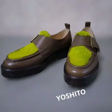 가죽 퍼 콤비 로퍼 통굽 YOSHITO&ORANGE 23cm
