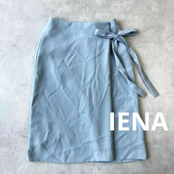 IENA 이에나 컬러 랩스커트 리본 비대칭 스카이블루 새상품급 1524