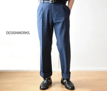 DESIGNWORKS 시어서커 원단 1 플리츠 슬랙스