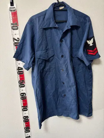US Navy 워크 셔츠 반팔 네이비 L vintage